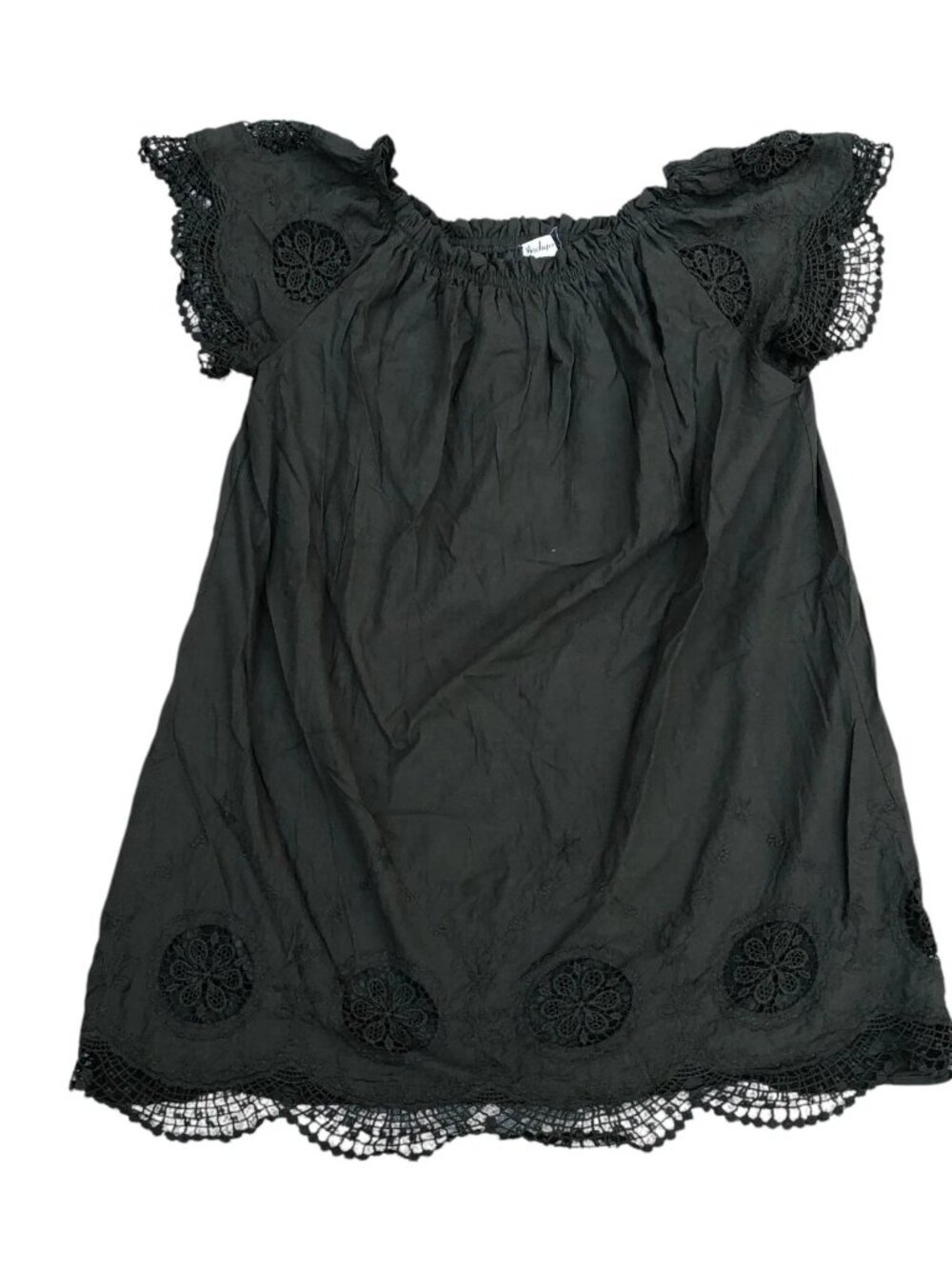 INDIGO Crochet Short Sleeve Dress Women's 2X Green Boho Short